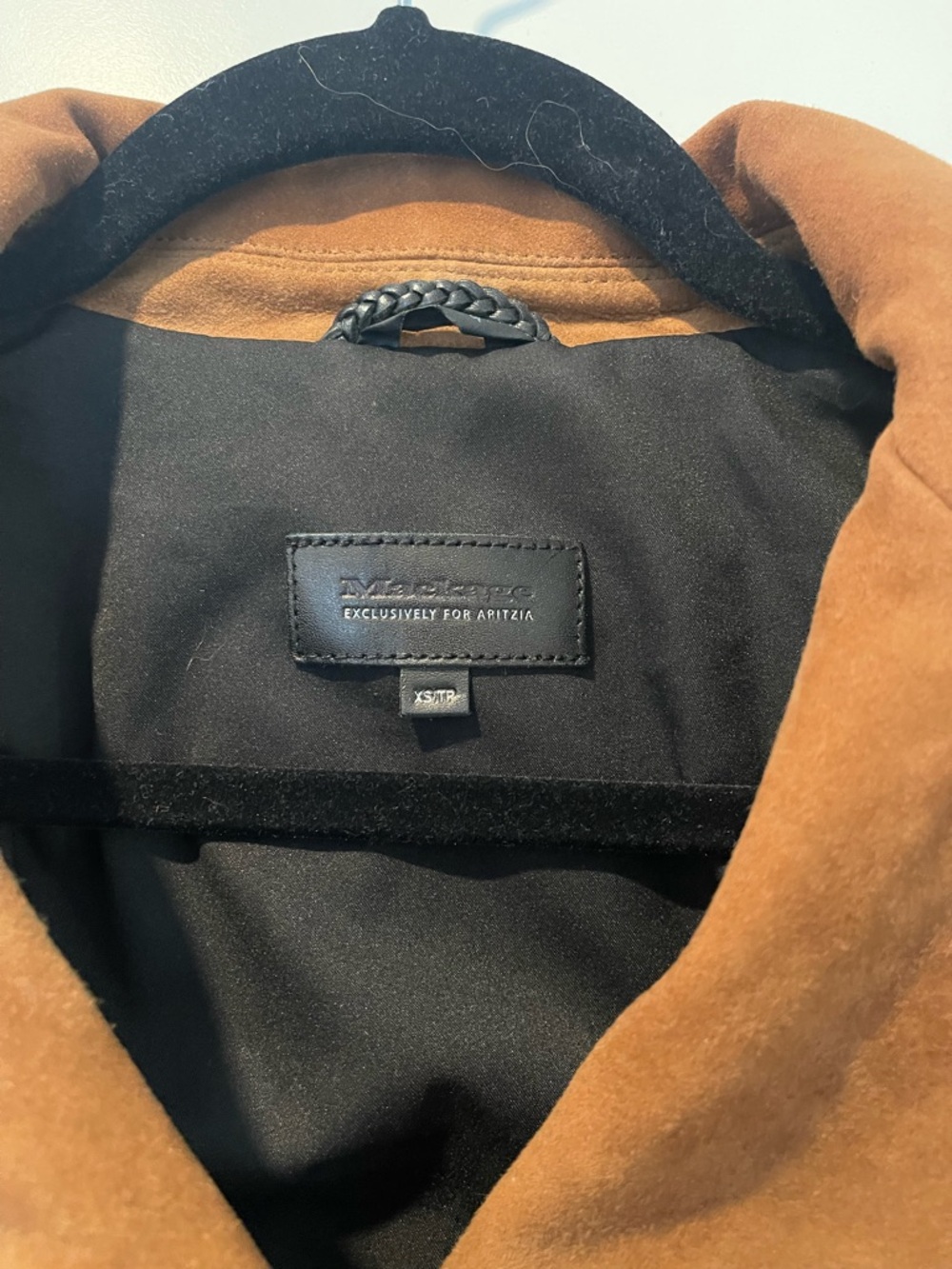 Mackage for Aritzia Suede Moto Jacket - Cognac Brown - Picture 3 of 3